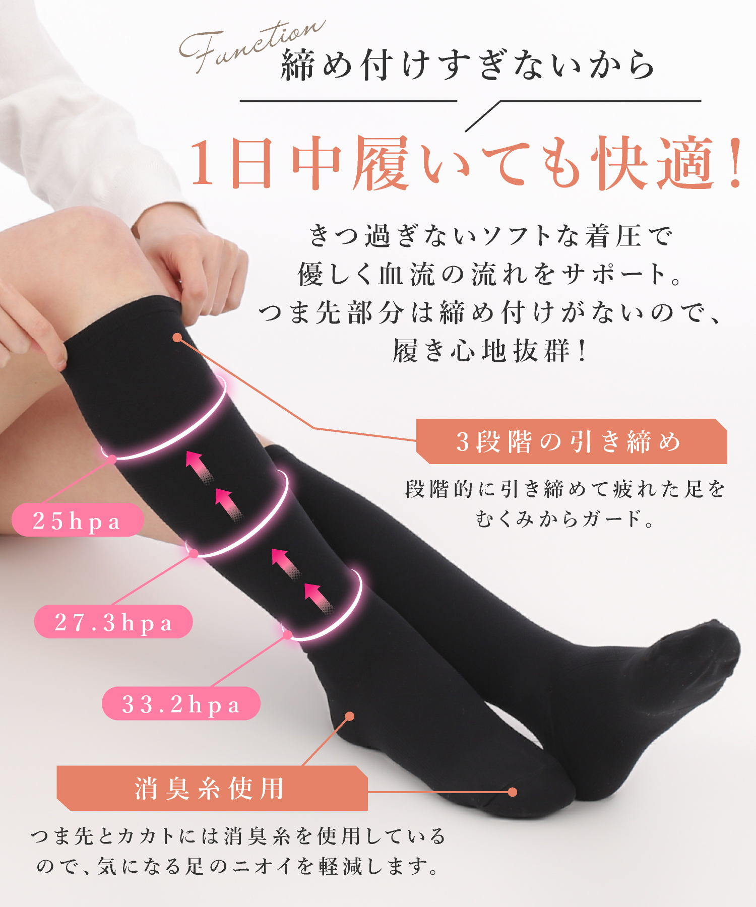 着圧ソックス（ダイヤ柄）