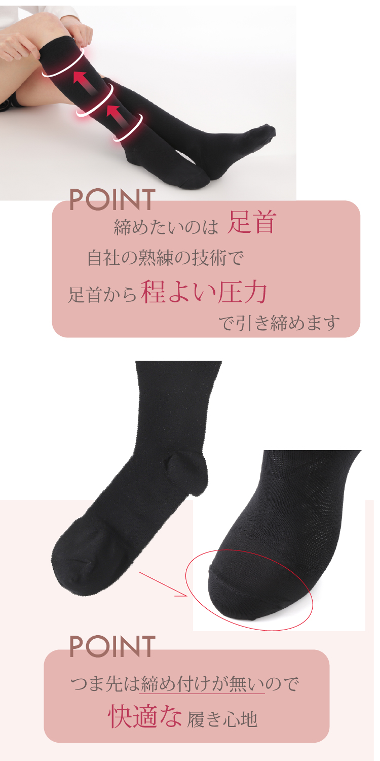 着圧ソックス（ダイヤ柄）