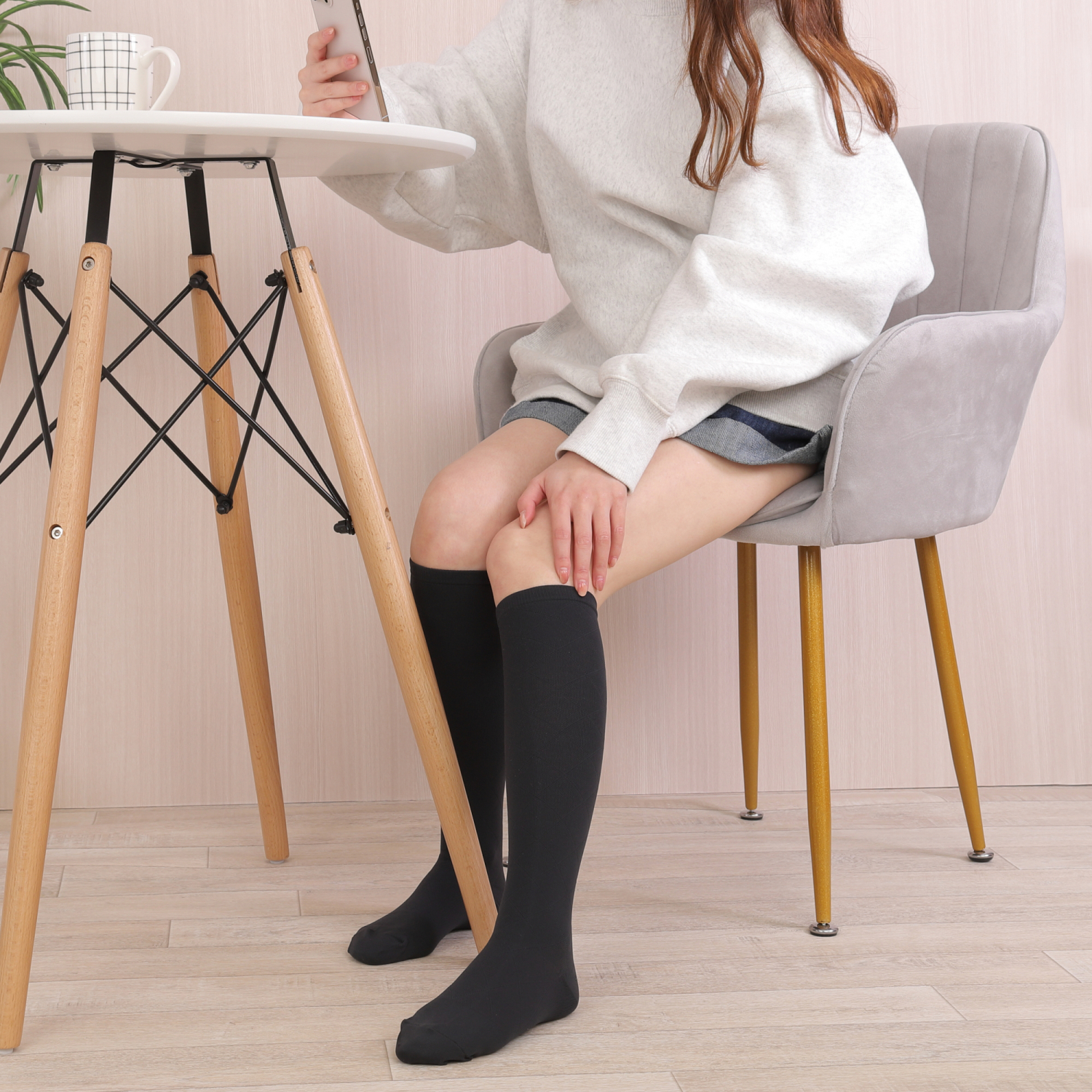 着圧ソックス（ダイヤ柄）